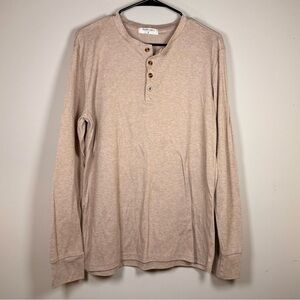 Men's Beige Long Sleeve Henley Shirt